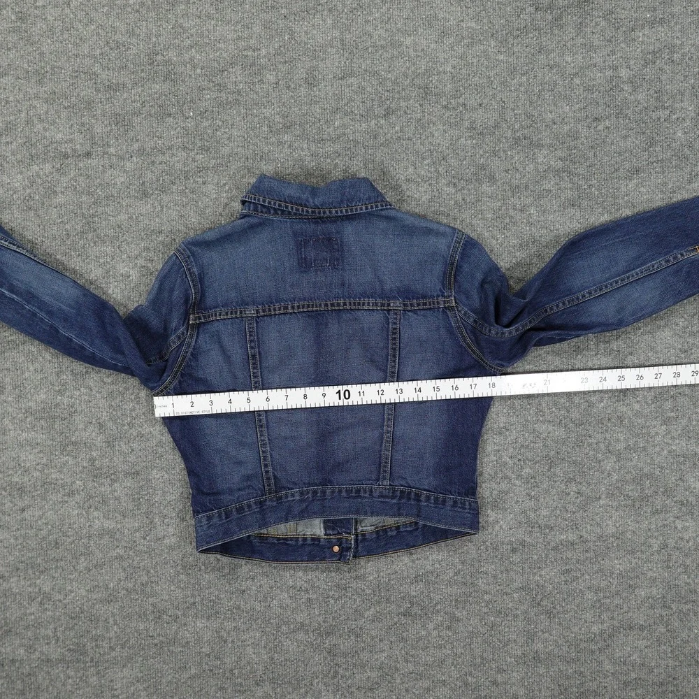 Old Navy Jacket Girls Small Blue Denim Trucker Button Front Jean Pockets